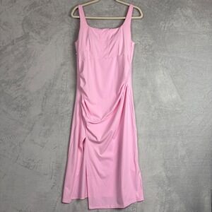 Halara Softlyzero Square Neck Corset Ruched Midi Cool Touch Wedding Guest Dress